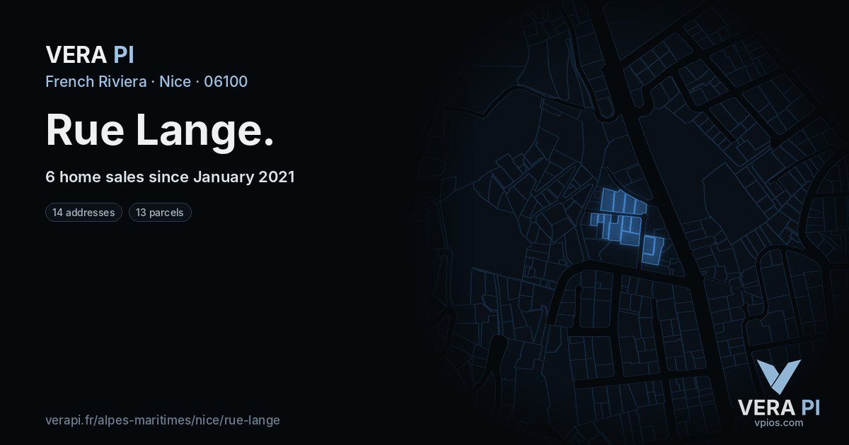 Rue Lange, Nice at night – every parcel coloured by the prices around it, the street's own parcels lit