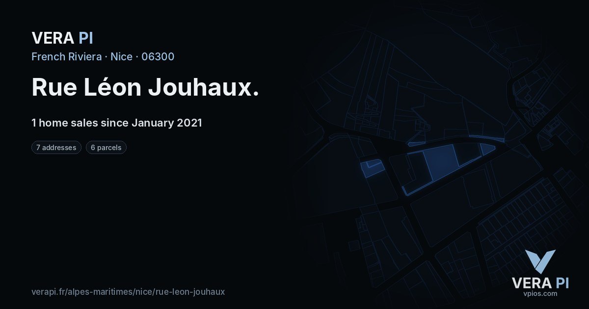 Rue Léon Jouhaux, Nice at night – every parcel coloured by the prices around it, the street's own parcels lit