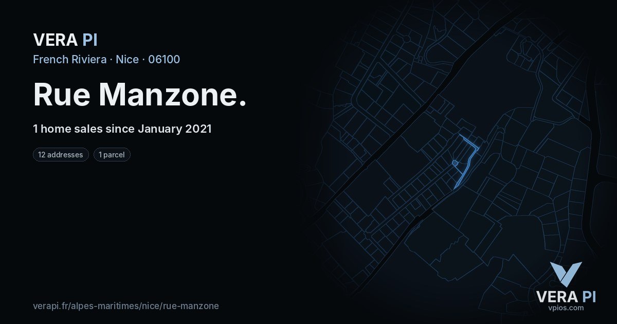 Rue Manzone, Nice at night – every parcel coloured by the prices around it, the street's own parcels lit