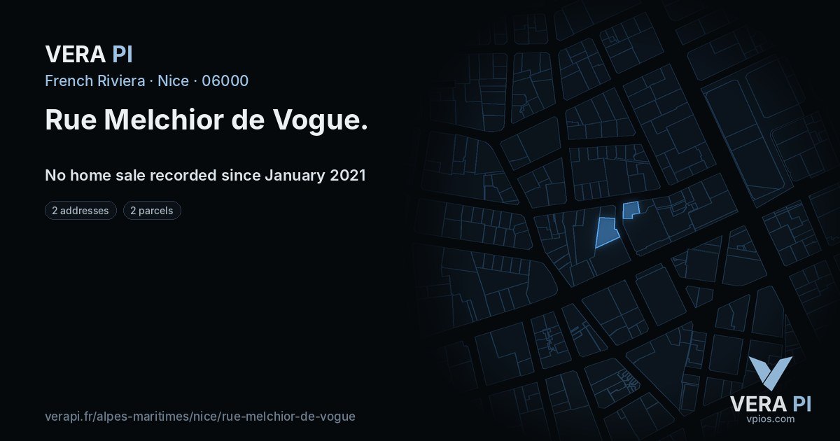 Rue Melchior de Vogue, Nice at night – every parcel coloured by the prices around it, the street's own parcels lit