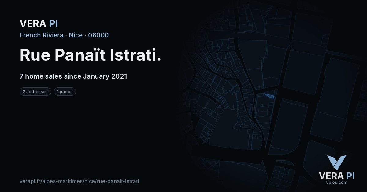 Rue Panaït Istrati, Nice at night – every parcel coloured by the prices around it, the street's own parcels lit