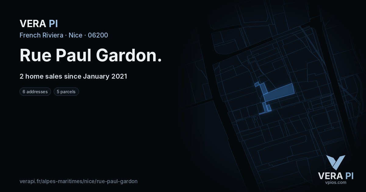Rue Paul Gardon, Nice at night – every parcel coloured by the prices around it, the street's own parcels lit