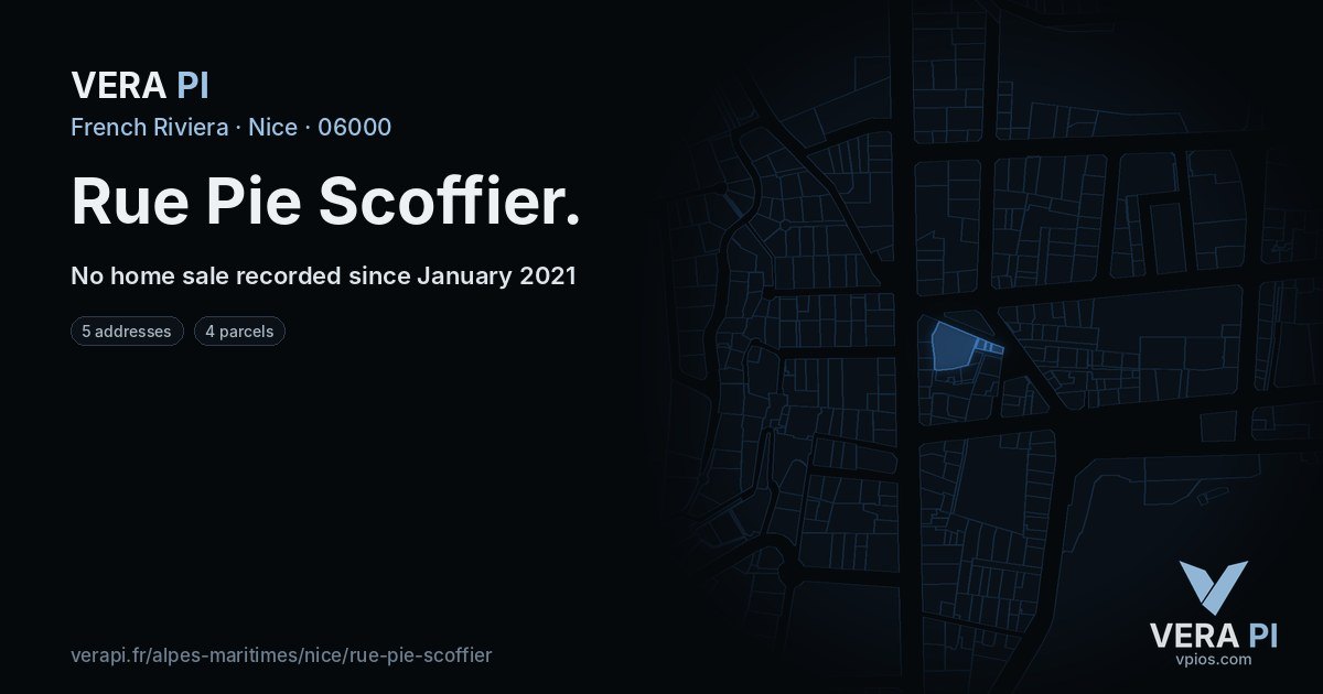 Rue Pie Scoffier, Nice at night – every parcel coloured by the prices around it, the street's own parcels lit