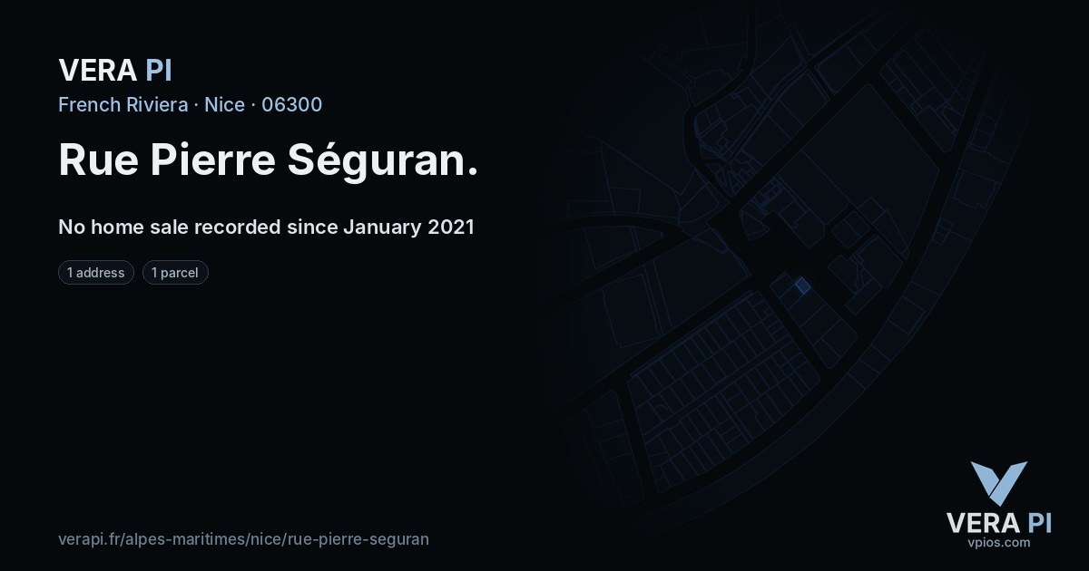 Rue Pierre Séguran, Nice at night – every parcel coloured by the prices around it, the street's own parcels lit