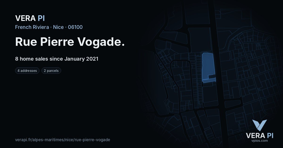 Rue Pierre Vogade, Nice at night – every parcel coloured by the prices around it, the street's own parcels lit