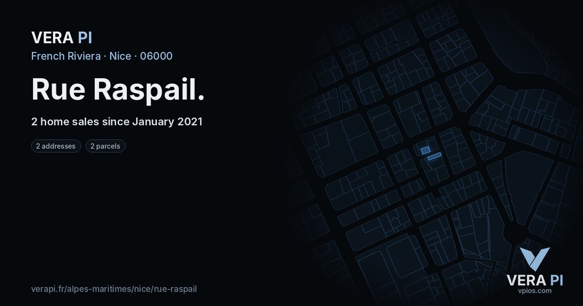 Rue Raspail, Nice at night – every parcel coloured by the prices around it, the street's own parcels lit