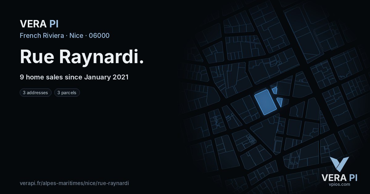 Rue Raynardi, Nice at night – every parcel coloured by the prices around it, the street's own parcels lit