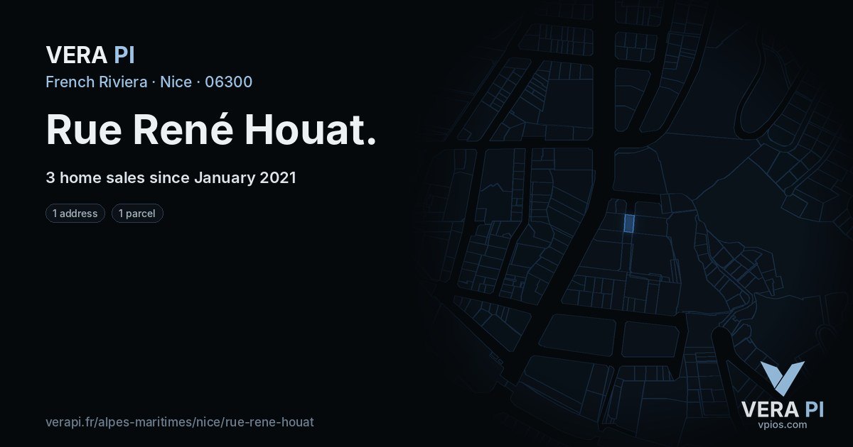Rue René Houat, Nice at night – every parcel coloured by the prices around it, the street's own parcels lit