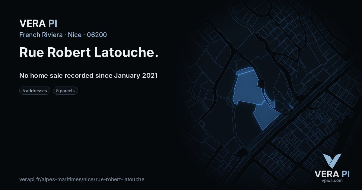 Rue Robert Latouche, Nice at night – every parcel coloured by the prices around it, the street's own parcels lit