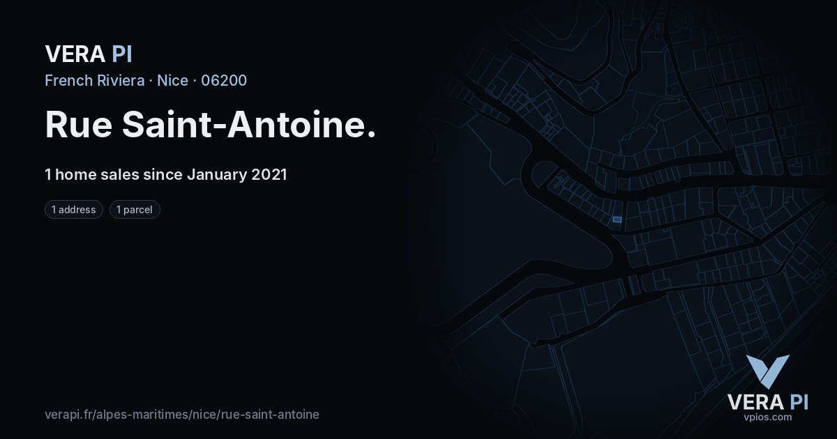 Rue Saint-Antoine, Nice at night – every parcel coloured by the prices around it, the street's own parcels lit
