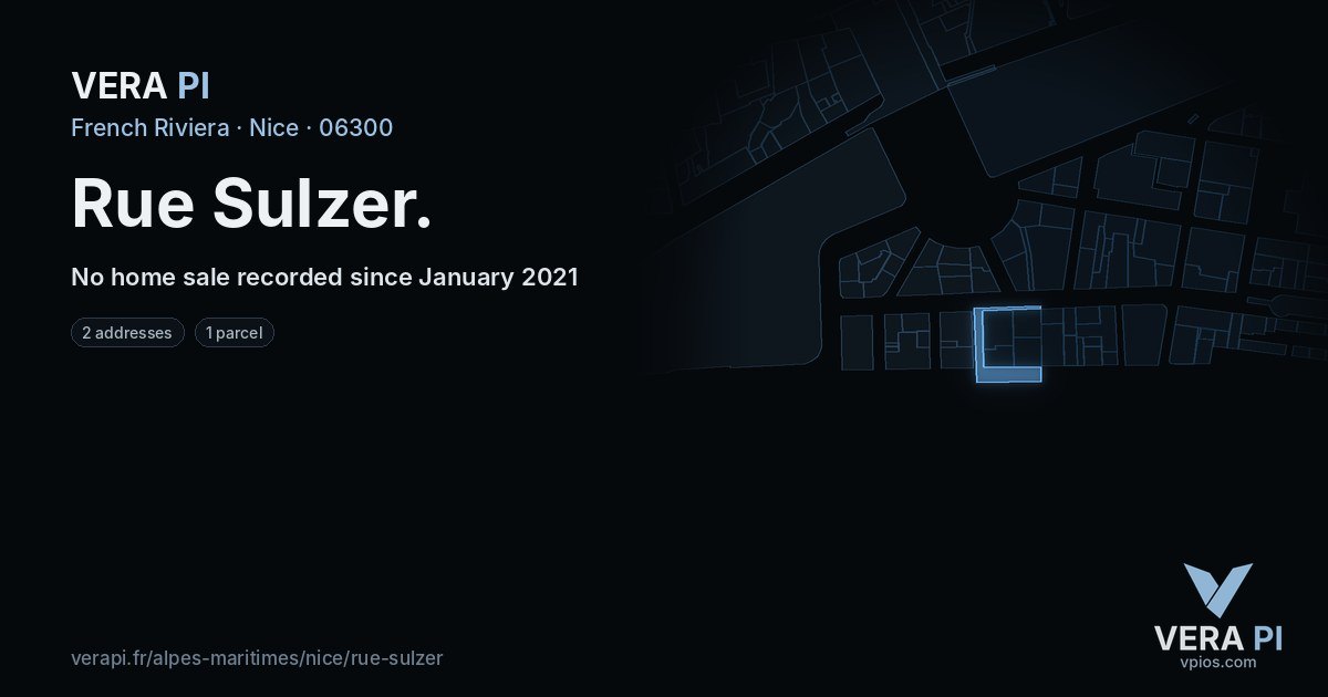 Rue Sulzer, Nice at night – every parcel coloured by the prices around it, the street's own parcels lit