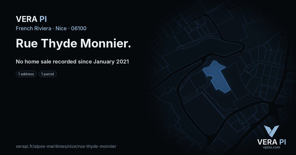 Rue Thyde Monnier, Nice at night – every parcel coloured by the prices around it, the street's own parcels lit