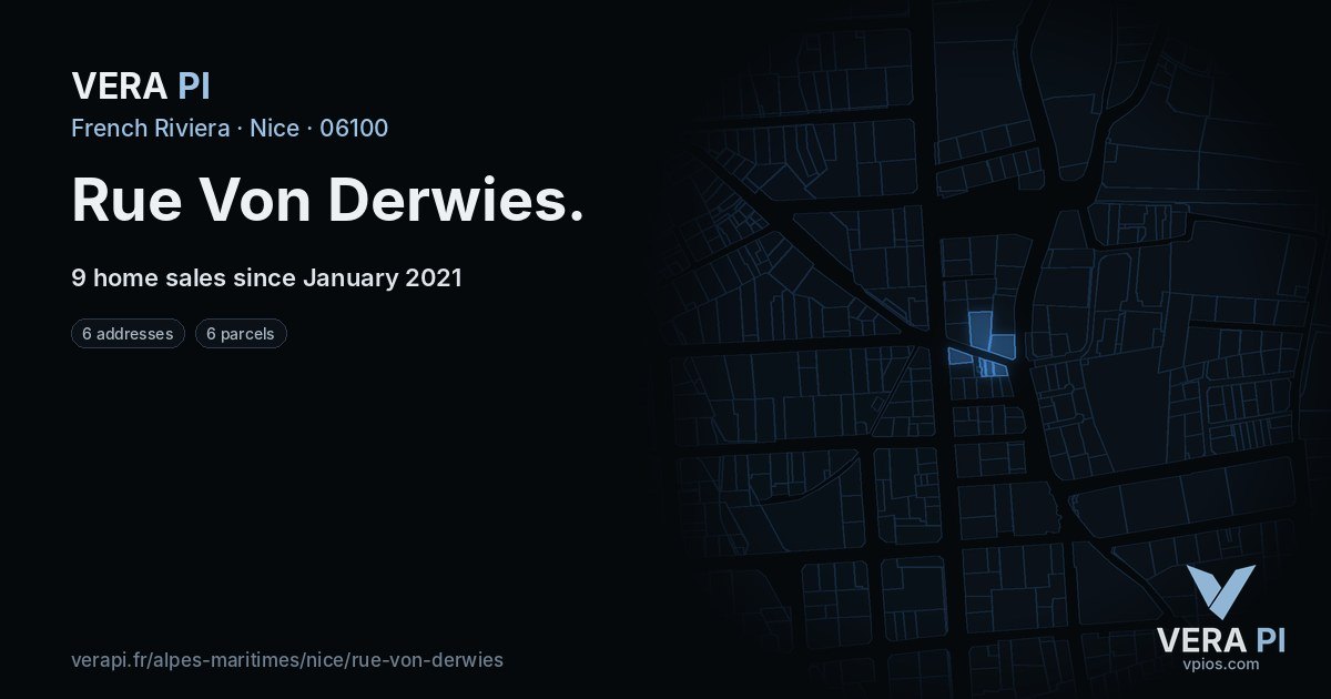 Rue Von Derwies, Nice at night – every parcel coloured by the prices around it, the street's own parcels lit