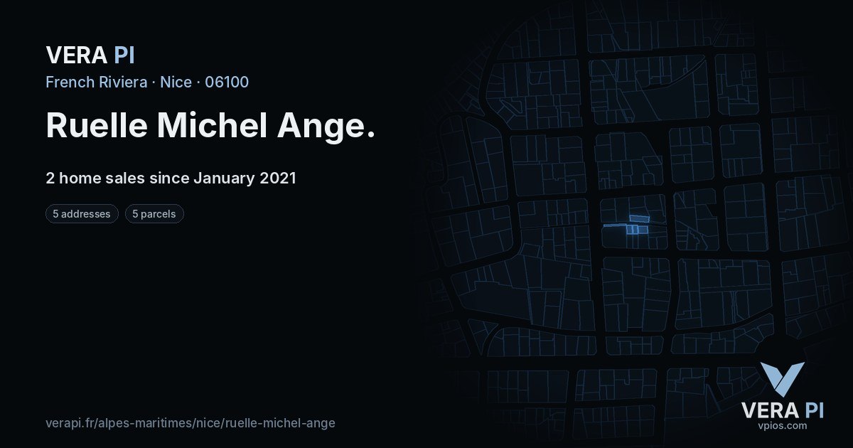 Ruelle Michel Ange, Nice at night – every parcel coloured by the prices around it, the street's own parcels lit