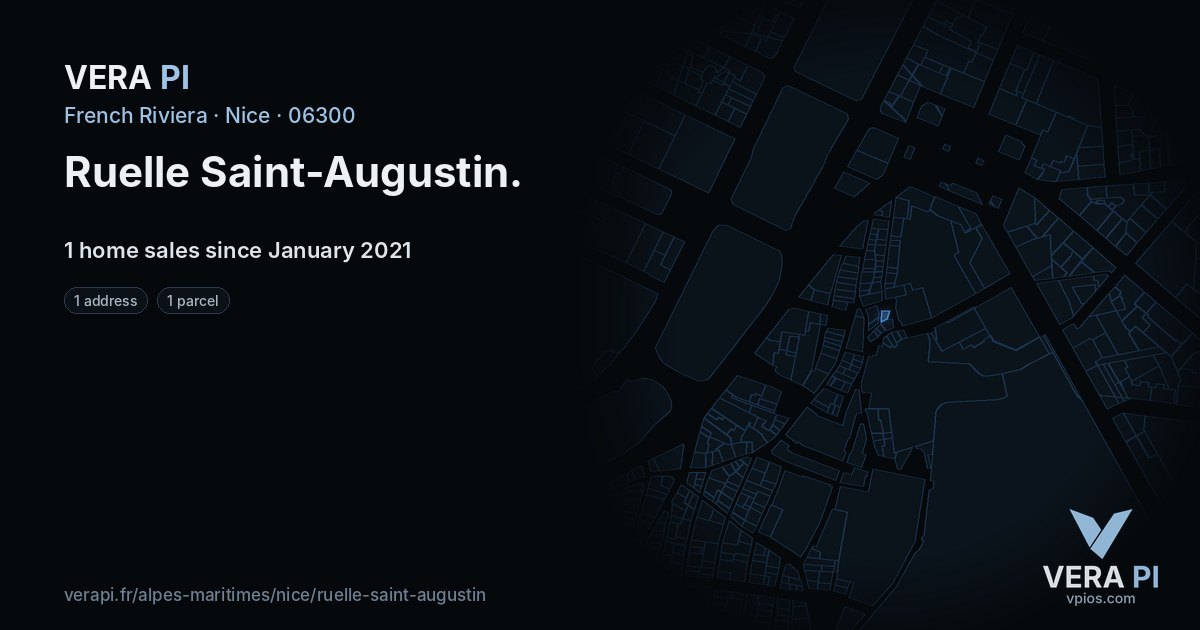 Ruelle Saint-Augustin, Nice at night – every parcel coloured by the prices around it, the street's own parcels lit