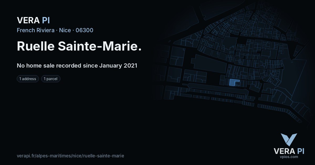 Ruelle Sainte-Marie, Nice at night – every parcel coloured by the prices around it, the street's own parcels lit