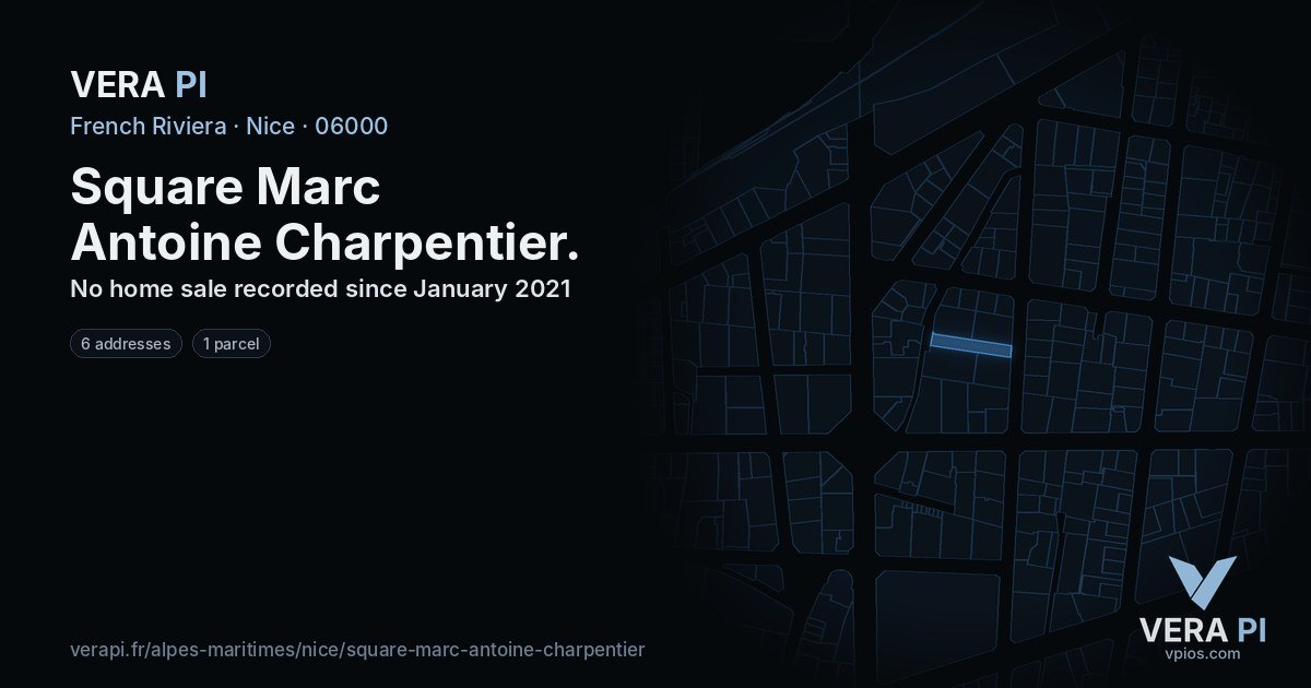 Square Marc Antoine Charpentier, Nice at night – every parcel coloured by the prices around it, the street's own parcels lit