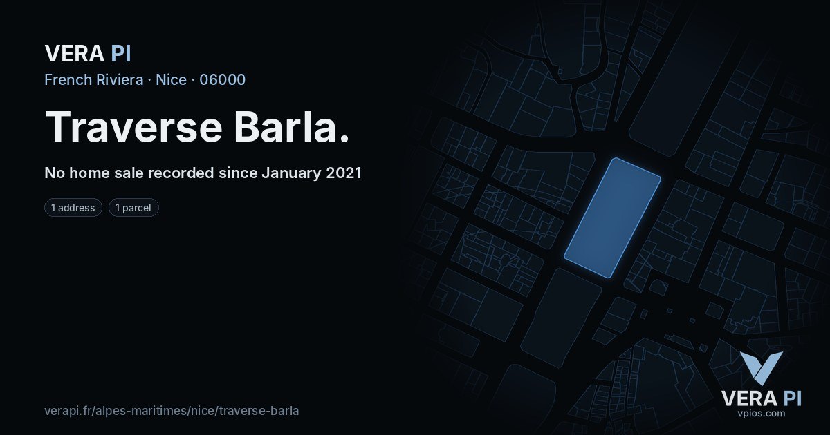 Traverse Barla, Nice at night – every parcel coloured by the prices around it, the street's own parcels lit