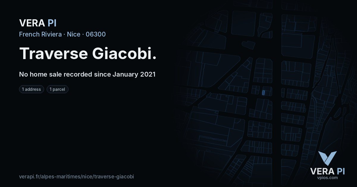 Traverse Giacobi, Nice at night – every parcel coloured by the prices around it, the street's own parcels lit