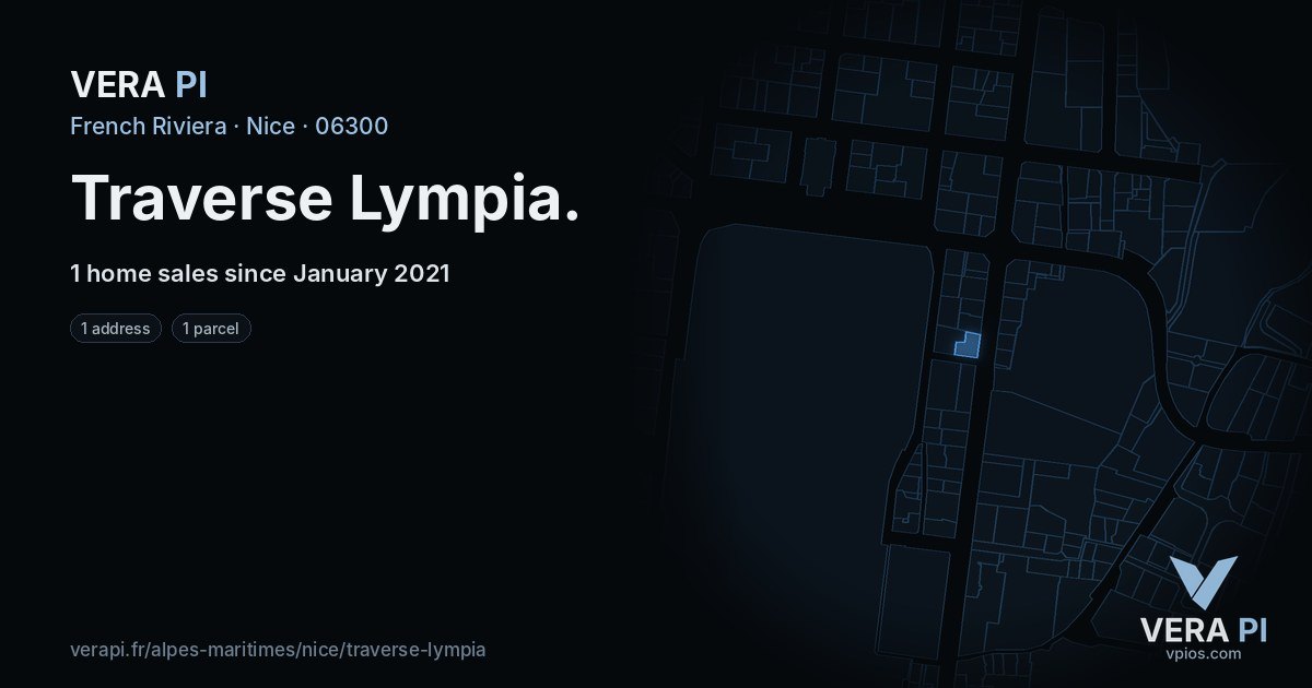 Traverse Lympia, Nice at night – every parcel coloured by the prices around it, the street's own parcels lit