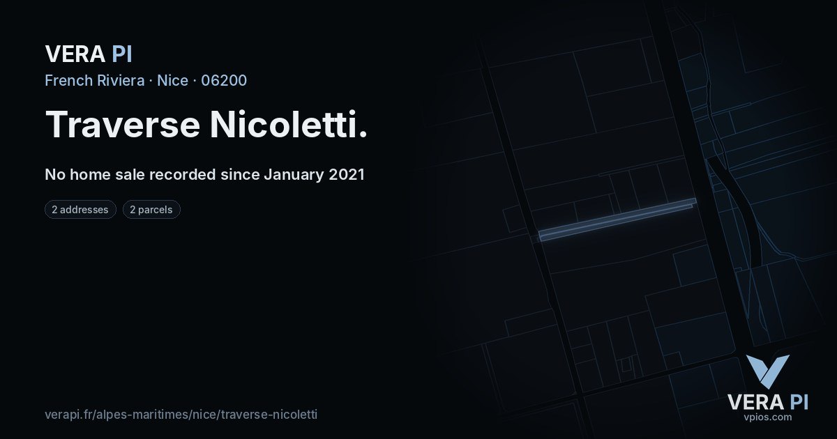 Traverse Nicoletti, Nice at night – every parcel coloured by the prices around it, the street's own parcels lit