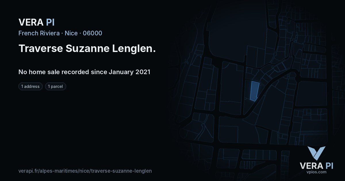 Traverse Suzanne Lenglen, Nice at night – every parcel coloured by the prices around it, the street's own parcels lit