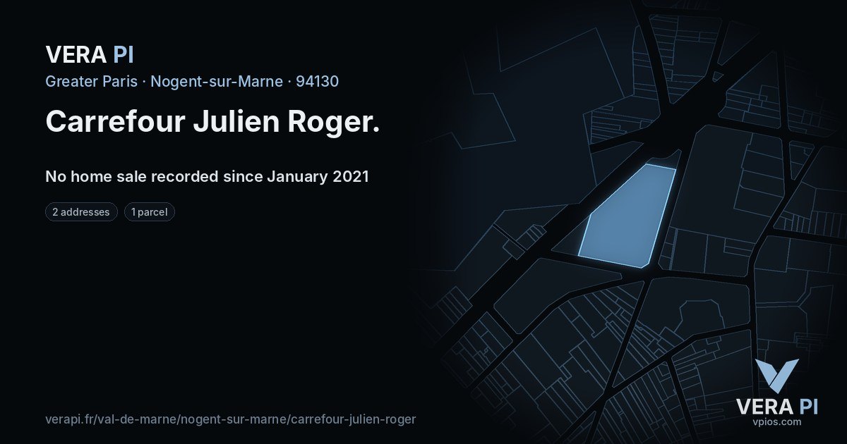 Carrefour Julien Roger, Nogent-sur-Marne at night – every parcel coloured by the prices around it, the street's own parcels lit