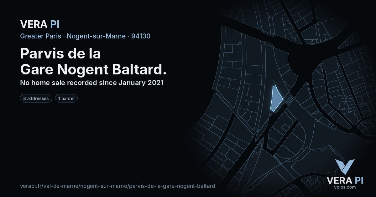Parvis de la Gare Nogent Baltard, Nogent-sur-Marne at night – every parcel coloured by the prices around it, the street's own parcels lit