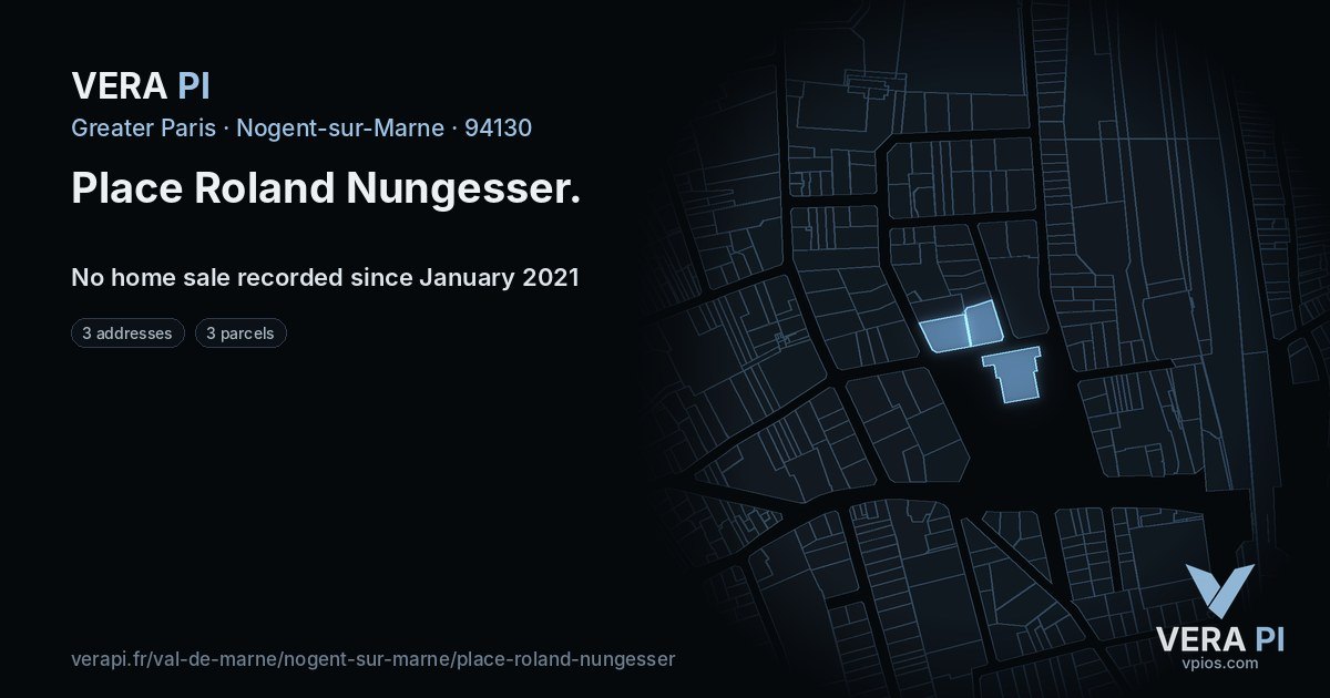 Place Roland Nungesser, Nogent-sur-Marne at night – every parcel coloured by the prices around it, the street's own parcels lit