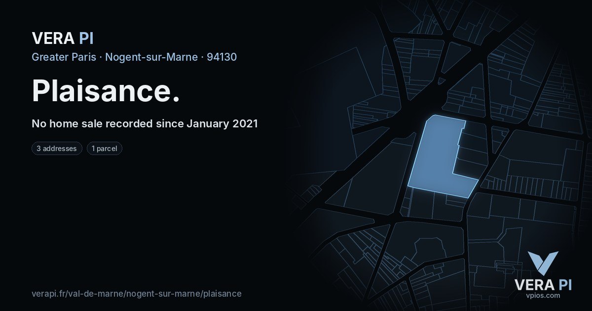 Plaisance, Nogent-sur-Marne at night – every parcel coloured by the prices around it, the street's own parcels lit