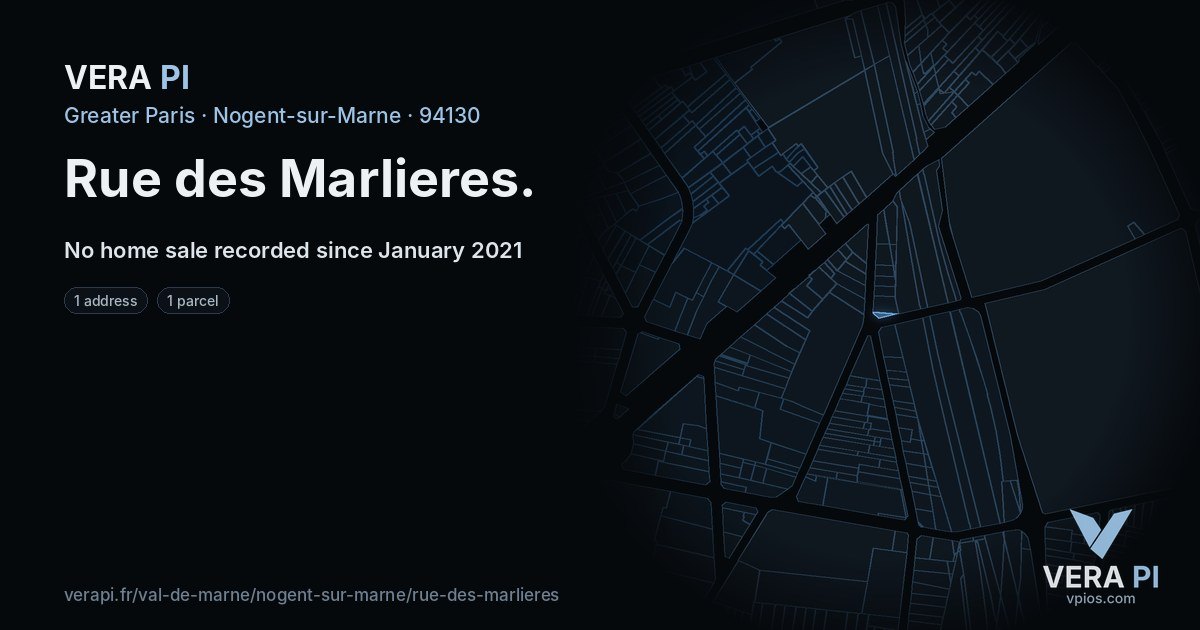 Rue des Marlieres, Nogent-sur-Marne at night – every parcel coloured by the prices around it, the street's own parcels lit