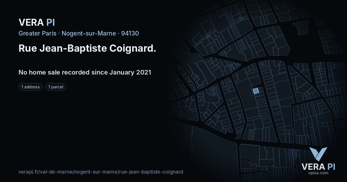 Rue Jean-Baptiste Coignard, Nogent-sur-Marne at night – every parcel coloured by the prices around it, the street's own parcels lit