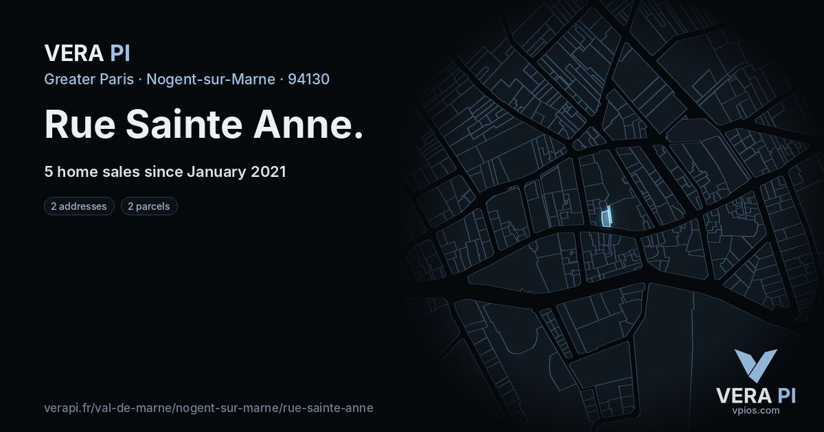 Rue Sainte Anne, Nogent-sur-Marne at night – every parcel coloured by the prices around it, the street's own parcels lit
