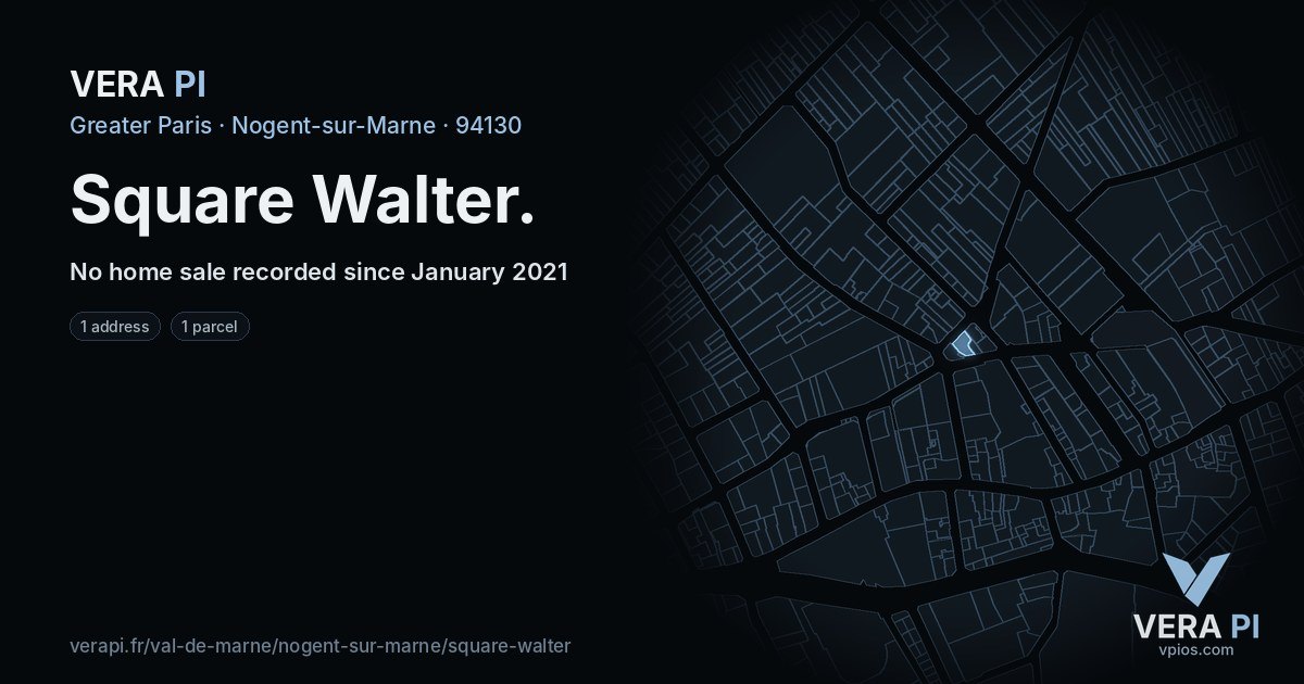 Square Walter, Nogent-sur-Marne at night – every parcel coloured by the prices around it, the street's own parcels lit