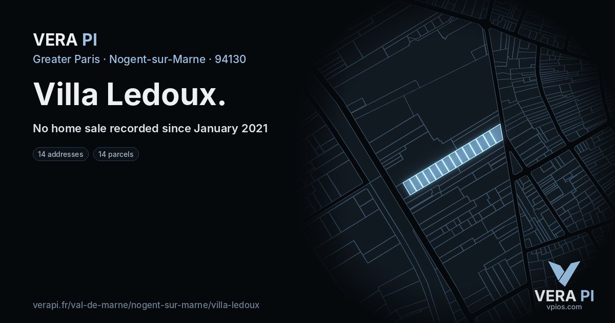 Villa Ledoux, Nogent-sur-Marne at night – every parcel coloured by the prices around it, the street's own parcels lit