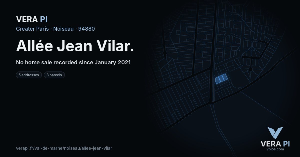 Allée Jean Vilar, Noiseau at night – every parcel coloured by the prices around it, the street's own parcels lit