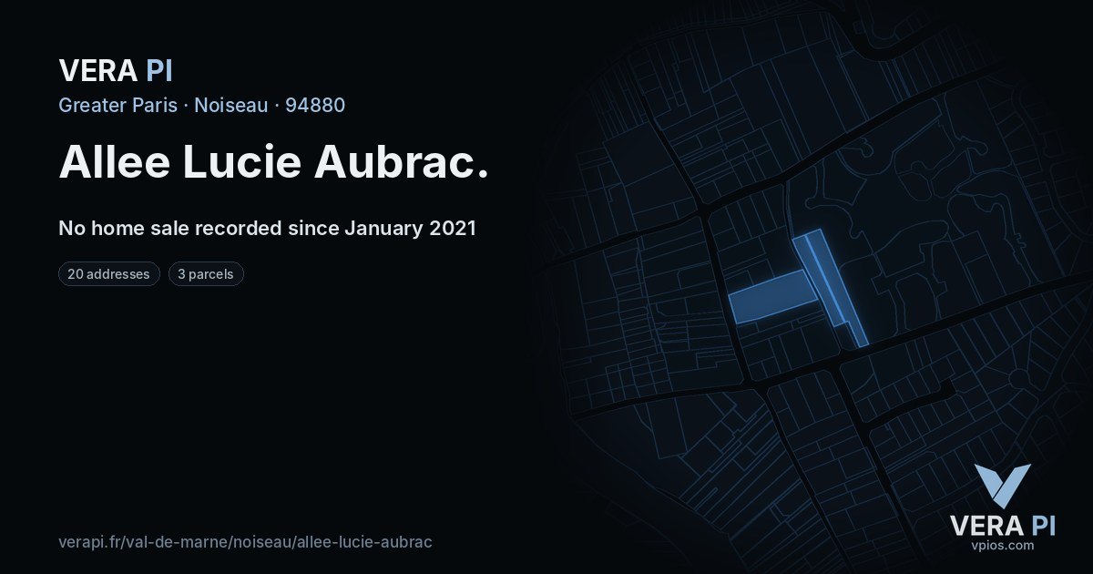 Allee Lucie Aubrac, Noiseau at night – every parcel coloured by the prices around it, the street's own parcels lit