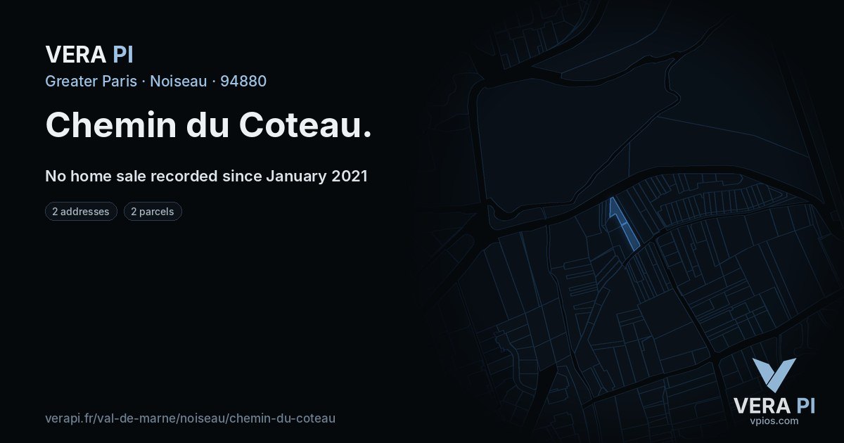 Chemin du Coteau, Noiseau at night – every parcel coloured by the prices around it, the street's own parcels lit