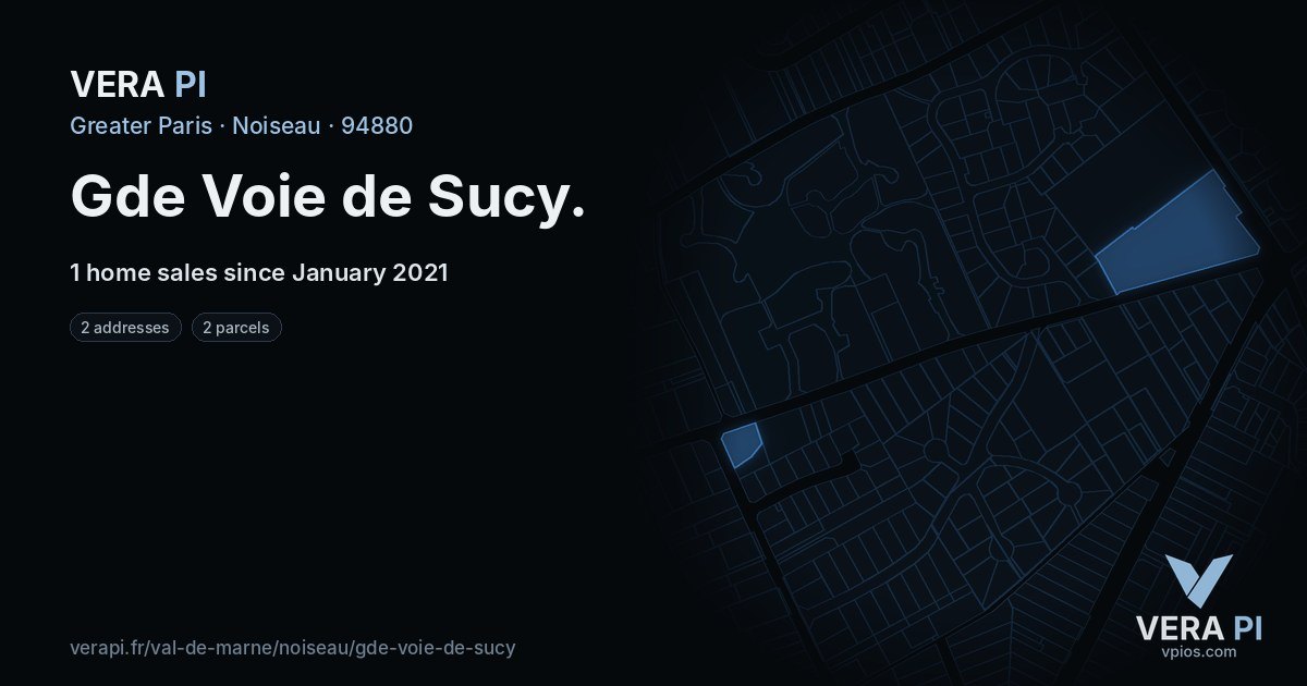 Gde Voie de Sucy, Noiseau at night – every parcel coloured by the prices around it, the street's own parcels lit