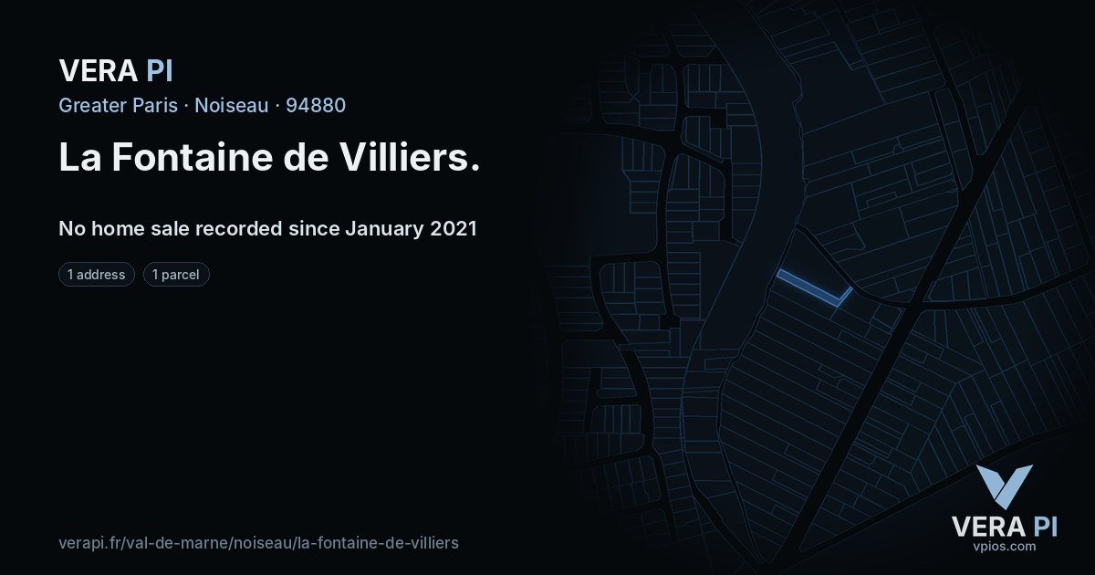 La Fontaine de Villiers, Noiseau at night – every parcel coloured by the prices around it, the street's own parcels lit