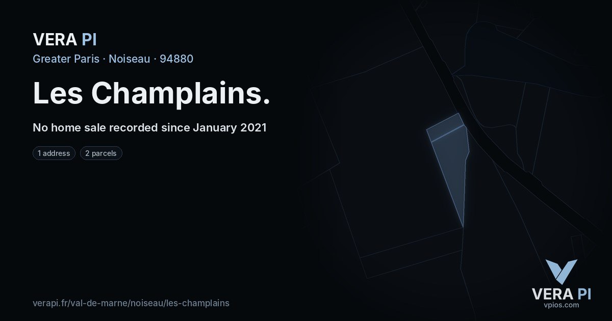 Les Champlains, Noiseau at night – every parcel coloured by the prices around it, the street's own parcels lit