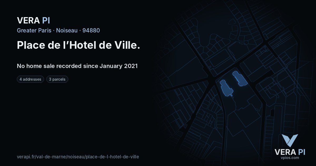 Place de l’Hotel de Ville, Noiseau at night – every parcel coloured by the prices around it, the street's own parcels lit