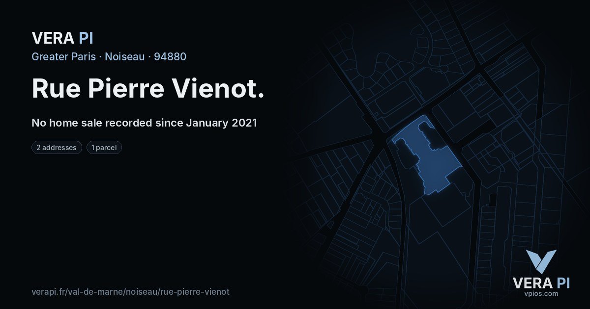 Rue Pierre Vienot, Noiseau at night – every parcel coloured by the prices around it, the street's own parcels lit