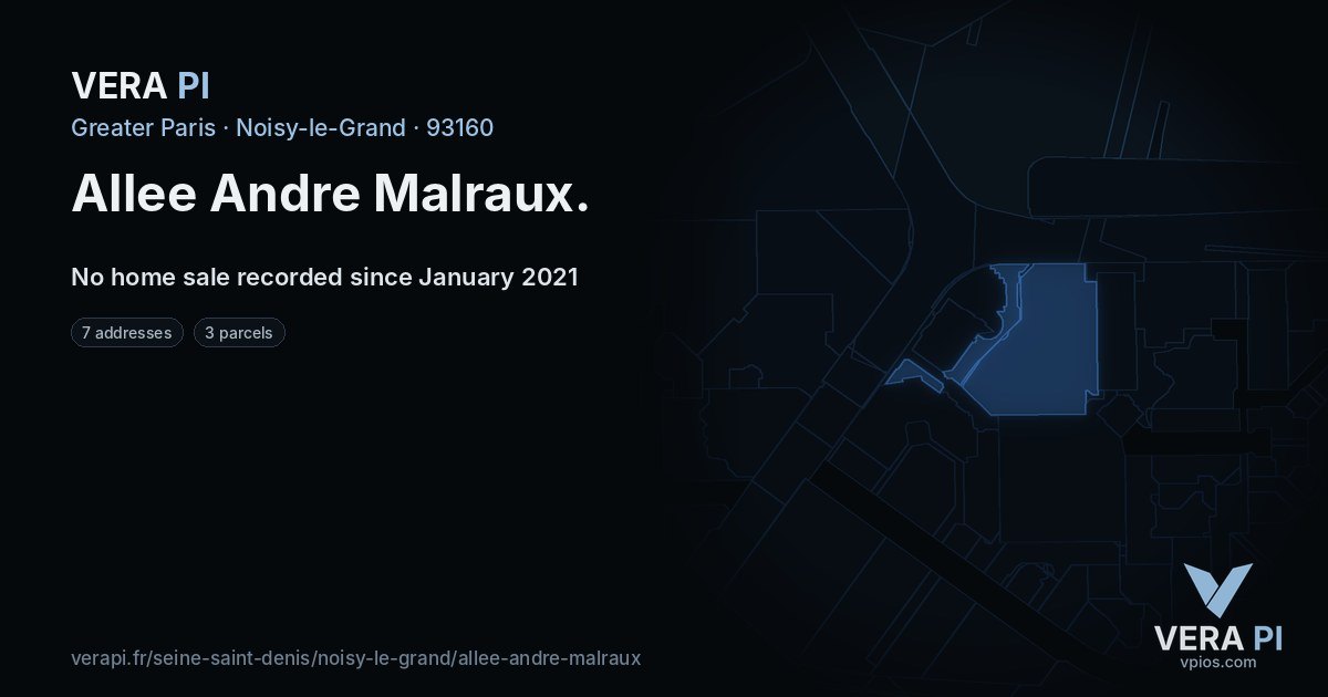 Allee Andre Malraux, Noisy-le-Grand at night – every parcel coloured by the prices around it, the street's own parcels lit