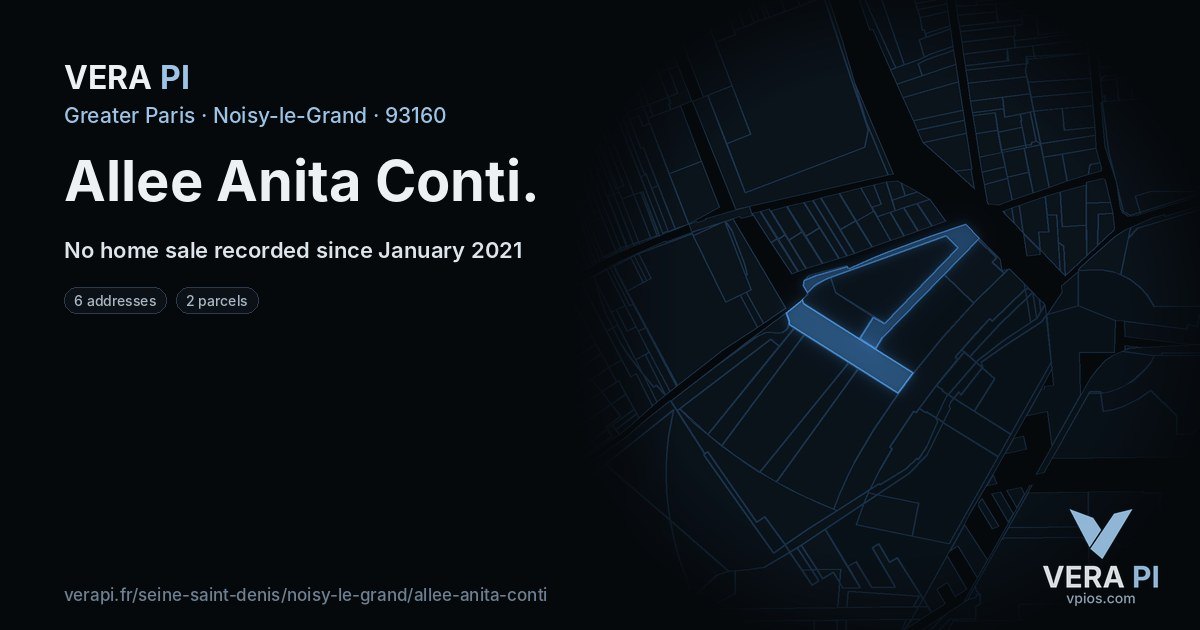 Allee Anita Conti, Noisy-le-Grand at night – every parcel coloured by the prices around it, the street's own parcels lit