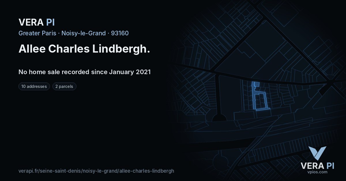Allee Charles Lindbergh, Noisy-le-Grand at night – every parcel coloured by the prices around it, the street's own parcels lit