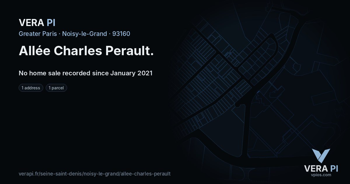 Allée Charles Perault, Noisy-le-Grand at night – every parcel coloured by the prices around it, the street's own parcels lit