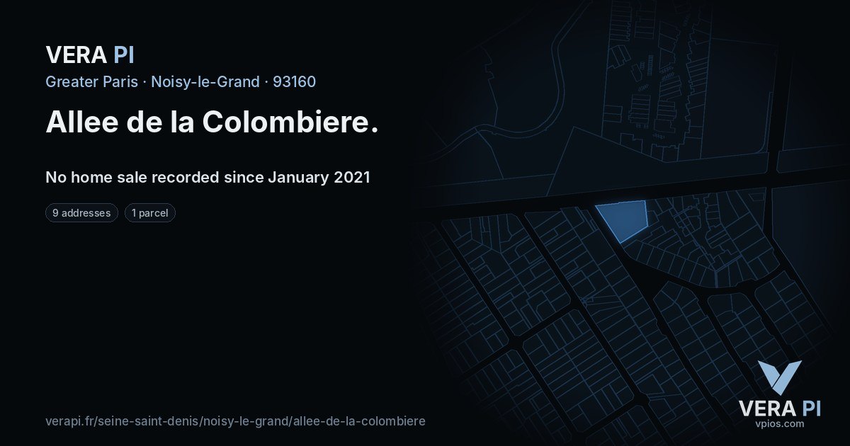 Allee de la Colombiere, Noisy-le-Grand at night – every parcel coloured by the prices around it, the street's own parcels lit