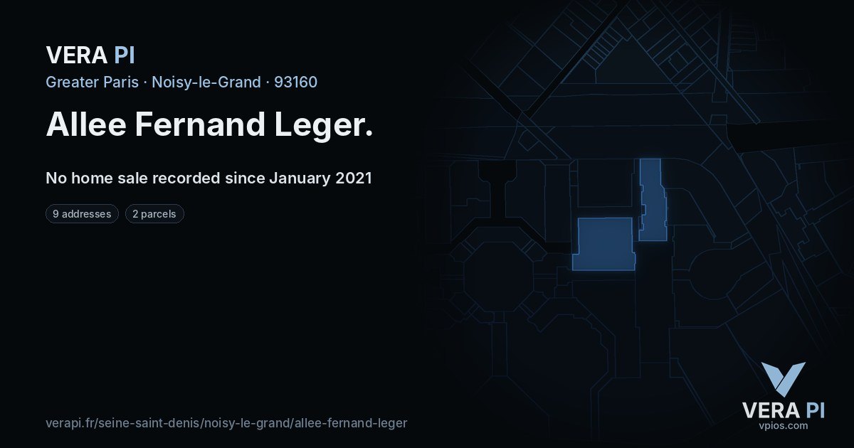 Allee Fernand Leger, Noisy-le-Grand at night – every parcel coloured by the prices around it, the street's own parcels lit
