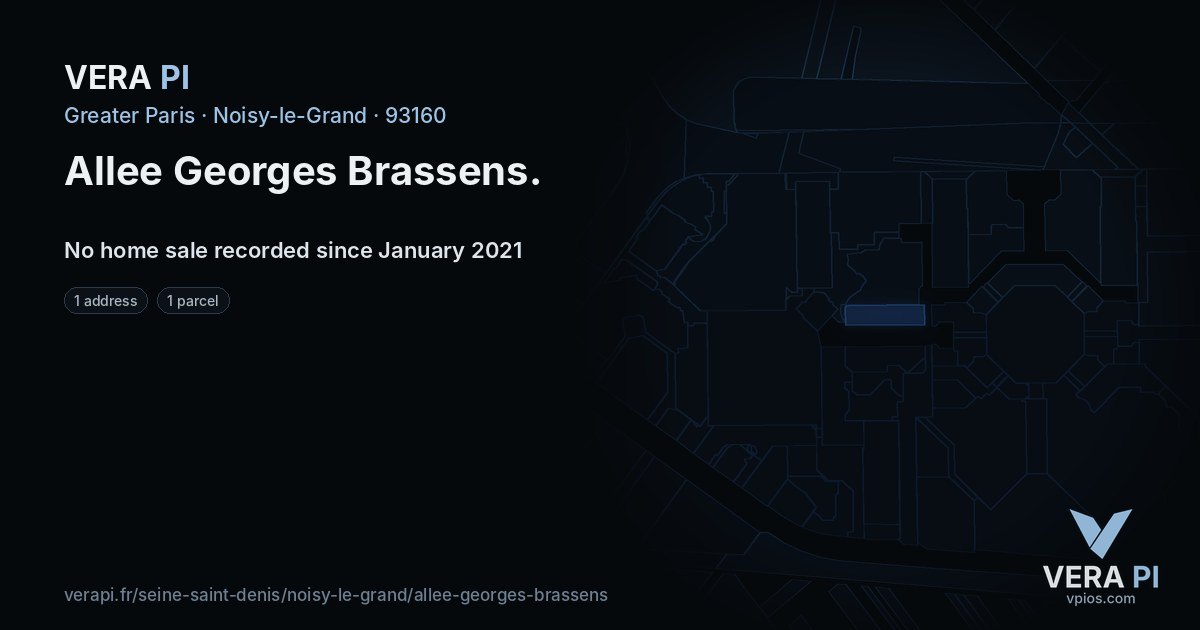Allee Georges Brassens, Noisy-le-Grand at night – every parcel coloured by the prices around it, the street's own parcels lit